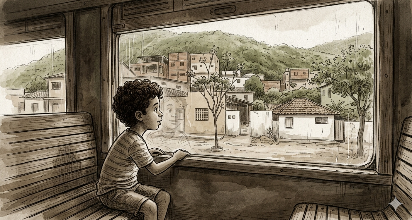 Quando estávamos indo embora de Governador Valadares, MG para Vila Velha, ES depois que minha mãe decidiu isso, passamos por Aimorés e lembrei que meu pai um dia morou ali em uma daquelas casas na beira da linha de trem. Tive o desejo, junto com minha mãe que ele entrasse no trem e consertasse o que estava quebrado na nossa família.
